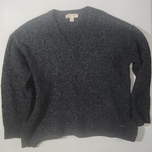 Michael Kors Women's Dark Gray V-Neck Sweater Size L